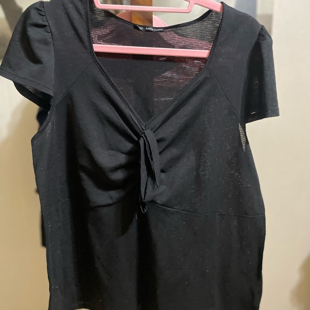 Elegant Black Short Sleeve Women's Top